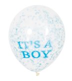 Baby Boy ballon met confetti. 6 stuks, 11inch.