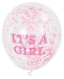 Baby geboorte Girl ballon met confetti. 6 stuks, 11inch.