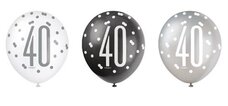 Ballonnen Black & Silver Glitz ''40''