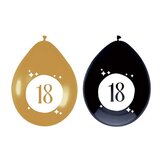 Ballonnen festive gold 18 jaar - 12 inch 30 cm - 6 stuks
