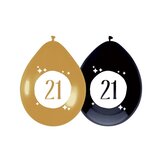 Ballonnen festive gold 21 jaar - 12 inch 30 cm - 6 stuks