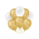 ballonnen goud/wit - Happy birthday