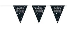 Vlaggenlijn glitz Black & Silver ''Happy Birthday''