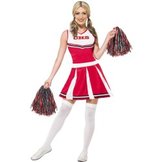 Cheerleader kostuum​, rood/wit