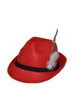Tiroler Tyrolean hoed deluxe met veertje, rood