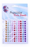 Body jewels 100 rondjes 6 mm ass kleuren op kaart
