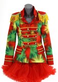Carnavals dames jas kort model rood geel groen, ook geschikt voor Oeteldonk