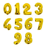 Cijfer folie ballon voor helium 0 t/m 9 goud, per stuk