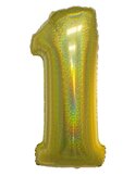 Cijfer ballon voor helium 0 t/m 9 holografisch goud