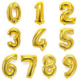 Cijfer ballonnen 0 t/m 9, goud, 14 inch 36cm, op lucht.