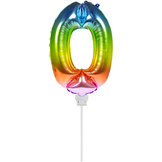Cijfer ballonnen 0 t/m 9, rainbow, 14 inch 36cm, op lucht.