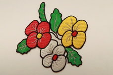 Embleem borduur Oeteldonk, bloemen rood/wit/geel