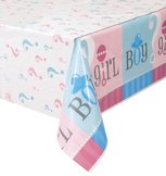 Babyshower, Gender Reveal Tafelkleed. roze/blauw UITVERKOCHT