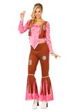 Hippie flower power 70's blouse/broek roze