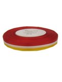 Oeteldonk lint rood/wit/geel 10 mm breed ( prijs per meter) 25 mtr op rol