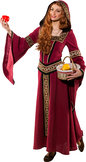 Middeleeuwse jurk bordeaux rood, renaissance kostuum, middeleeuws