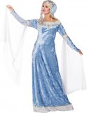 Middeleeuwse jurk licht blauw, kostuum, historisch