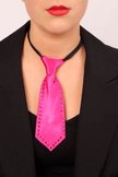 Mini stropdas roze met diamantjes
