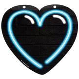 Neon banner hart symbool, blauw