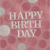 Servetten Glossy Pink 'Happy Birthday'