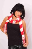 Sjaal gebreid rood/wit, 160x18 cm