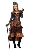 Steampunk jurk Victoria bruin-zwart half lang