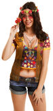 T-shirt tee hippie flower power woodstock , full body print dames