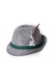 Tiroler Tyrolean hoed de luxe met veertje, grijs