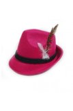 Tiroler Tyrolean hoed de luxe met veertje, pink