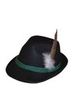 Tiroler Tyrolean hoed de luxe met veertje, zwart