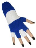 Vingerloze handschoen blauw/wit