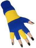 Vingerloze handschoenen blauw/geel