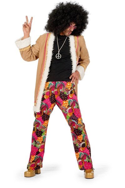 detectie Verleiding geeuwen Hippie flower power peace seventies heren kostuum